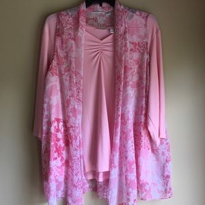 2 piece pink top with vest